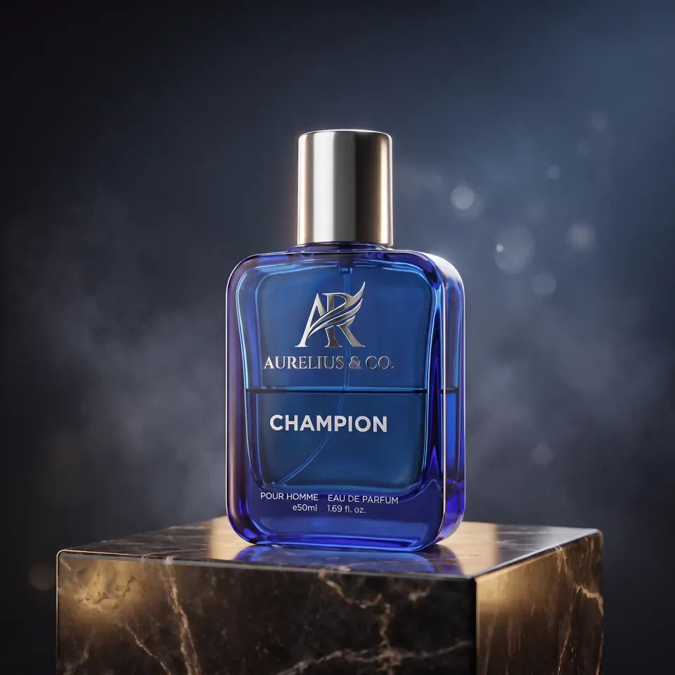 Oranokai-generated luxury scene showing the same Aurelius & Co. Champion bottle