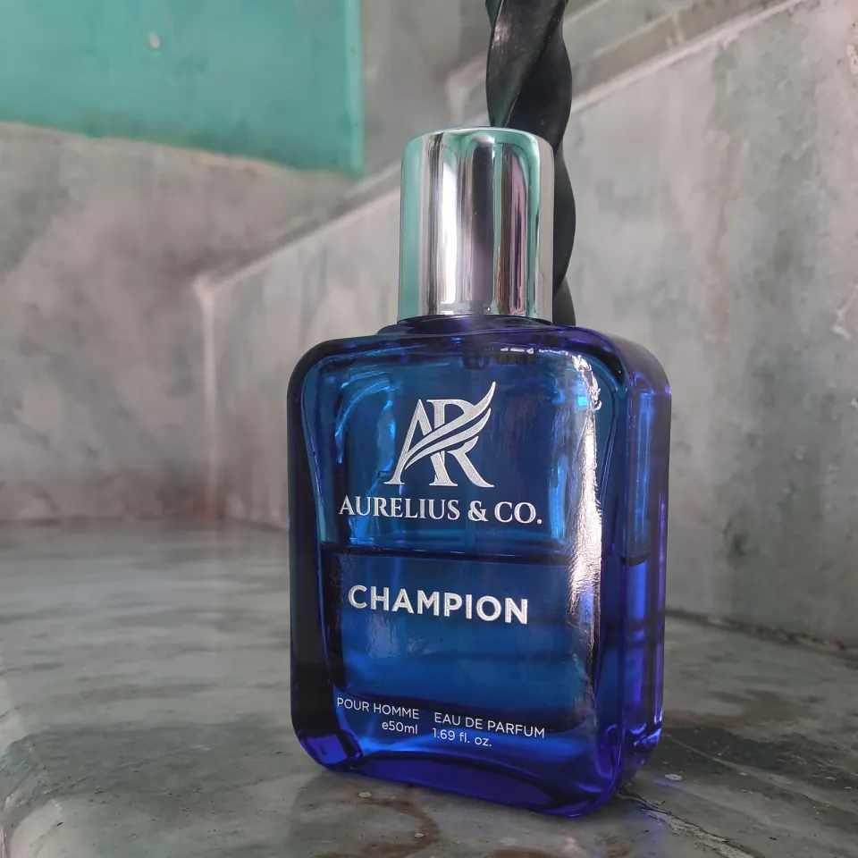 Original seller photo of an Aurelius & Co. Champion cologne bottle
